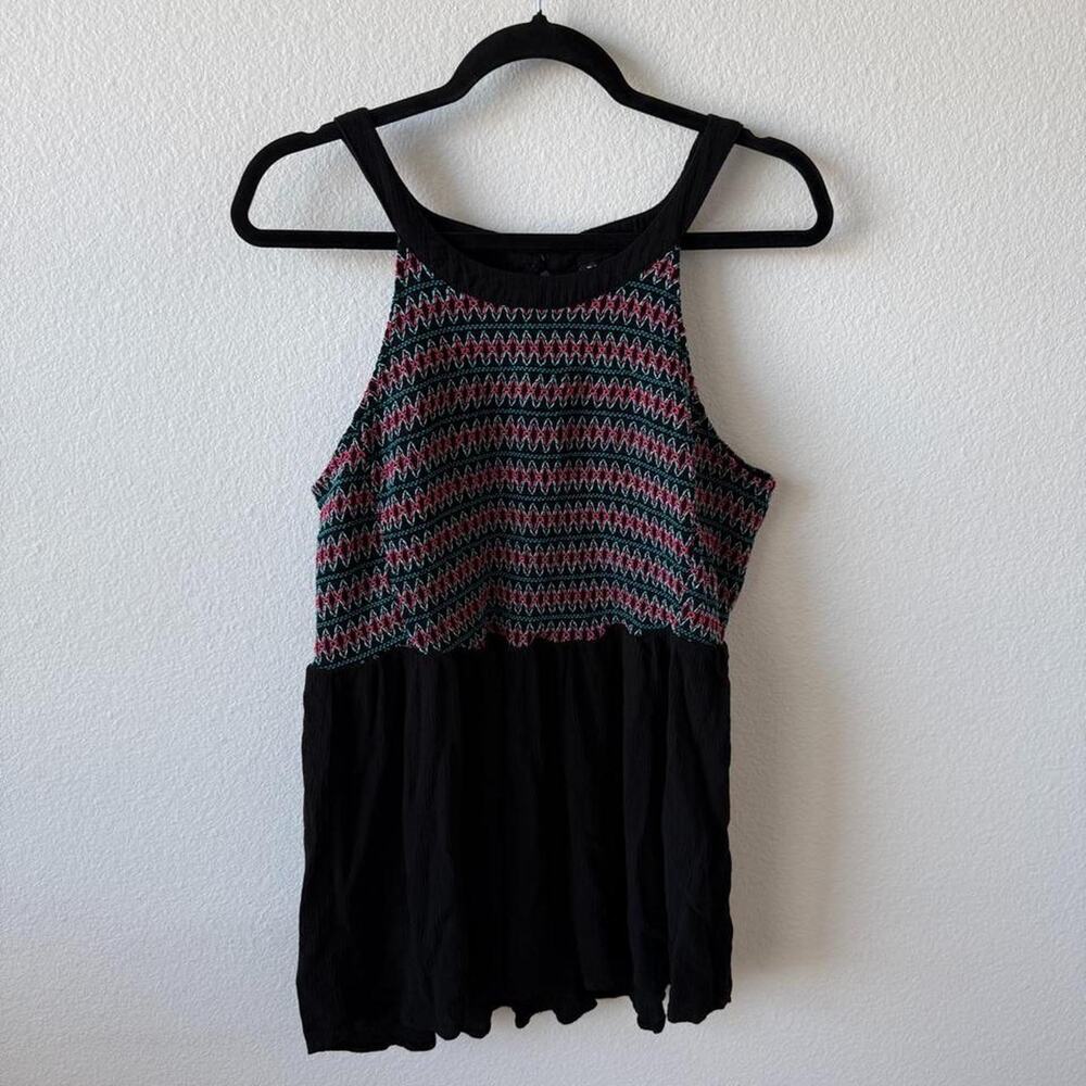 Torrid black blue and pink blouse